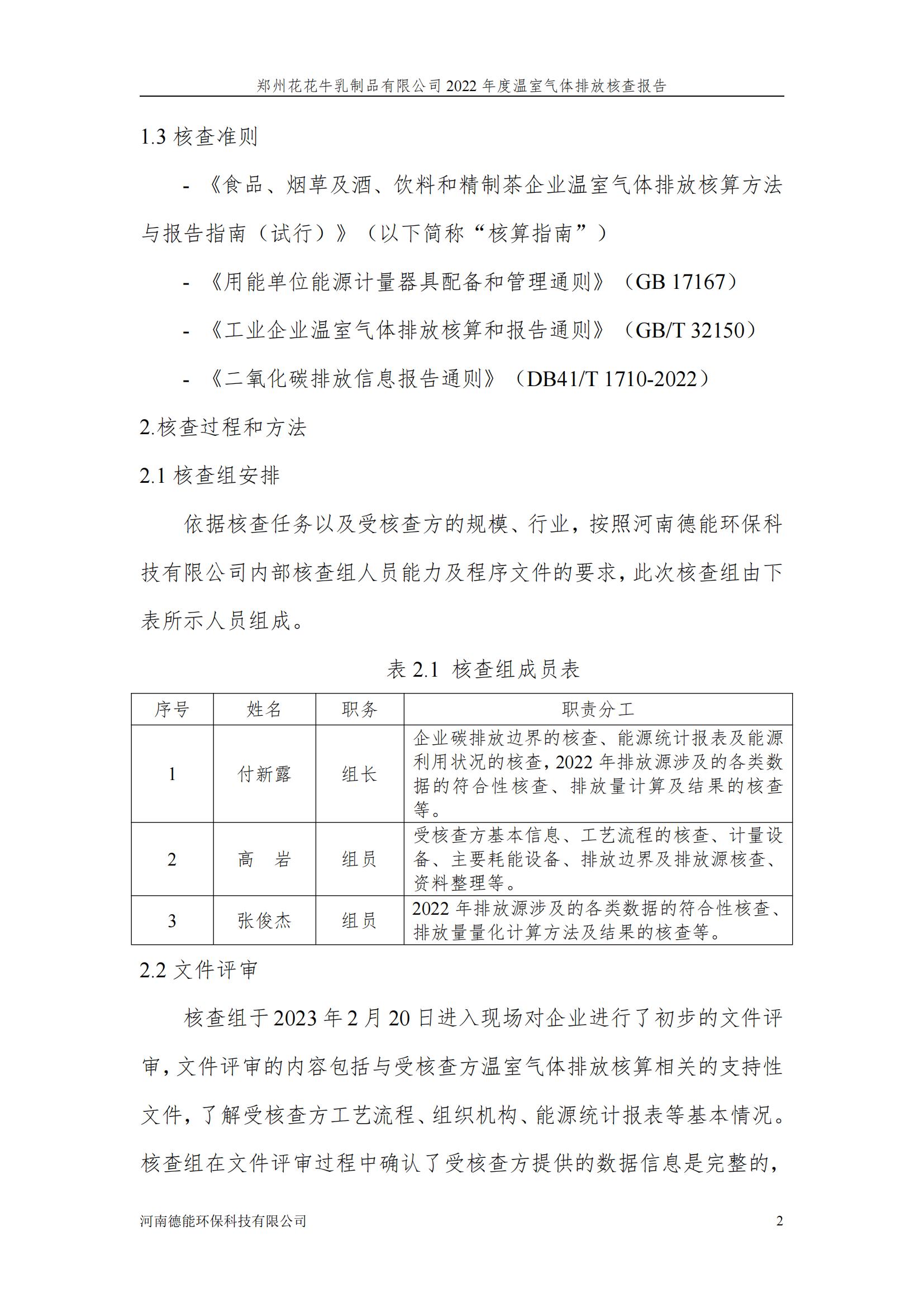 《郑州江南（中国）乳制品有限公司2022年度温室气体排放核查报告》公示