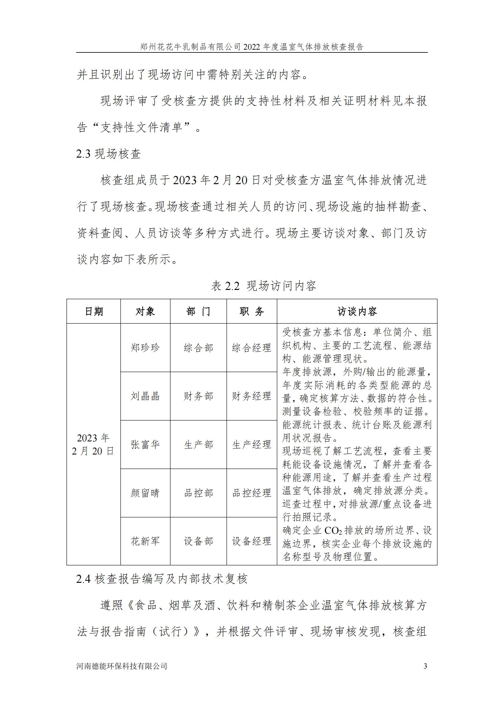 《郑州江南（中国）乳制品有限公司2022年度温室气体排放核查报告》公示