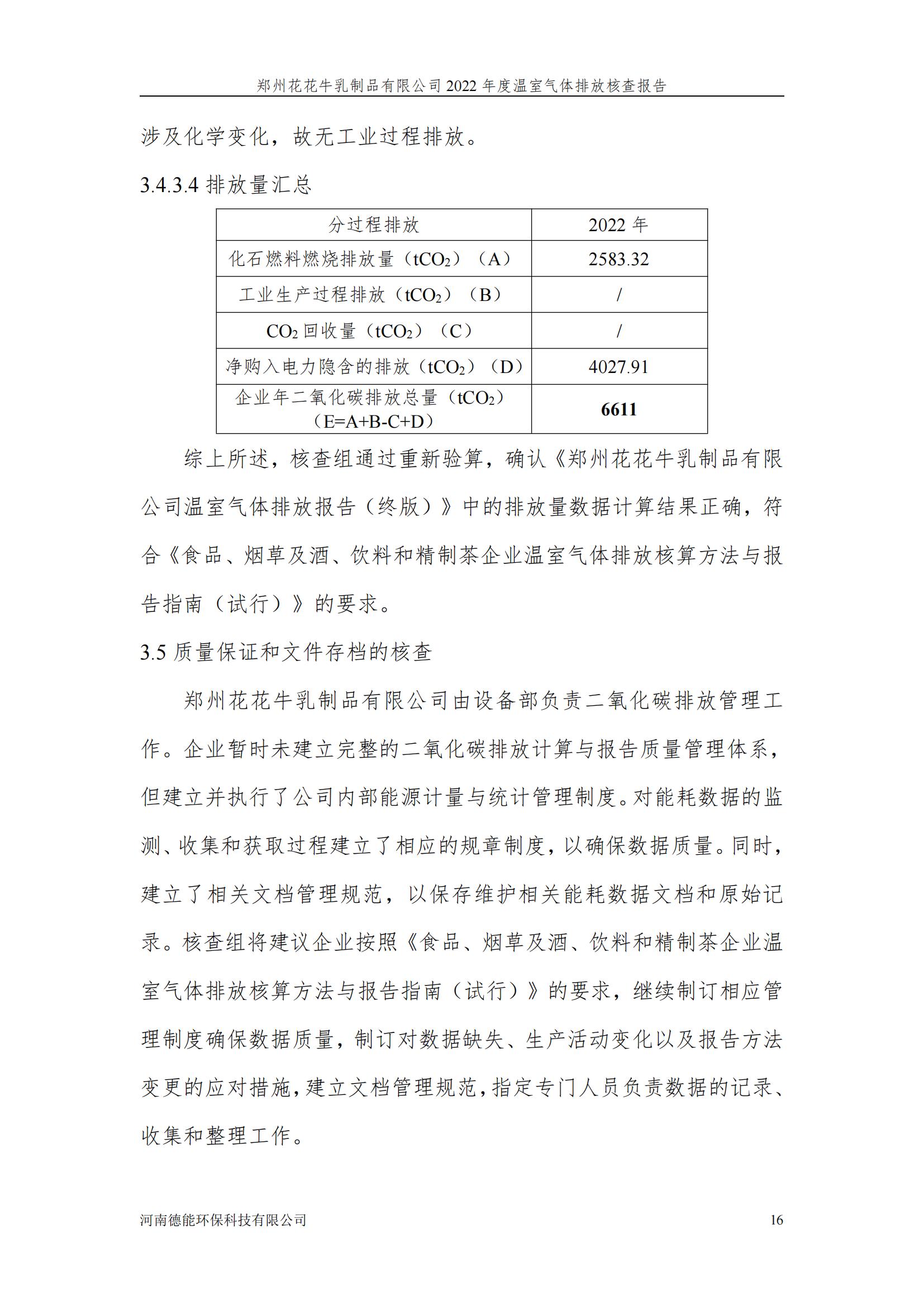 《郑州江南（中国）乳制品有限公司2022年度温室气体排放核查报告》公示